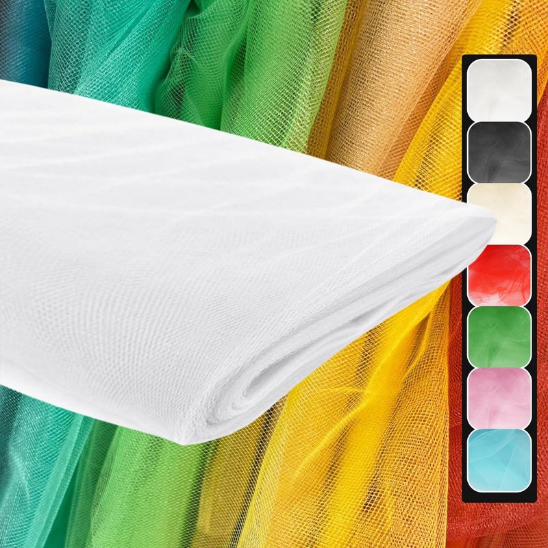 Ableme Deco 108" White Tulle Fabric Roll, Extra Large Matte Tulle Netting Bolt for Wedding Ceiling Drapes Arch Banquet Party Decorations Tutu Skirt Baby Shower DIY Crafts Gift Wrapping (10 Yards, White) - Image 1